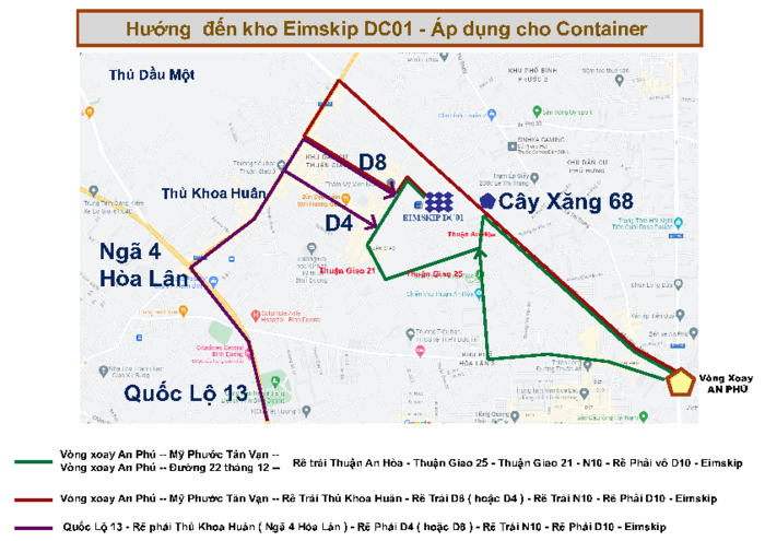 Binh Duong warehouse Eimskip map