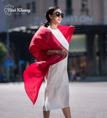 Red silk shawl
