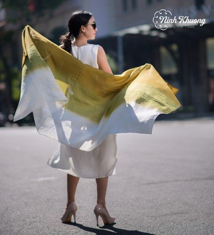 Yellow silk shawl