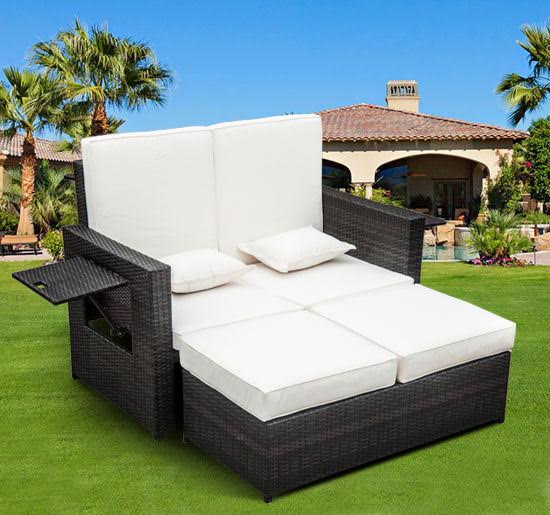 Poly rattan table and chair