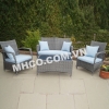 Poly rattan table and chair