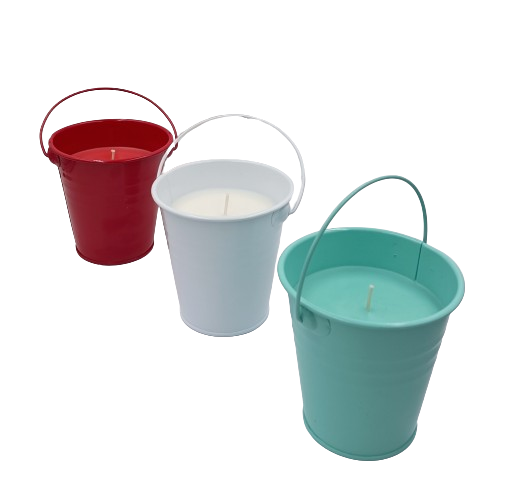 Tin bucket candle