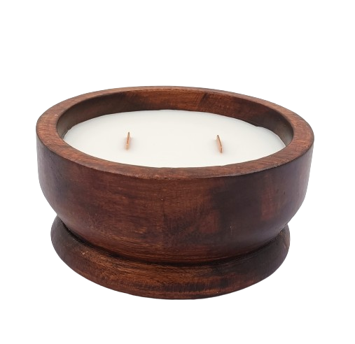 Wooden bowl candle