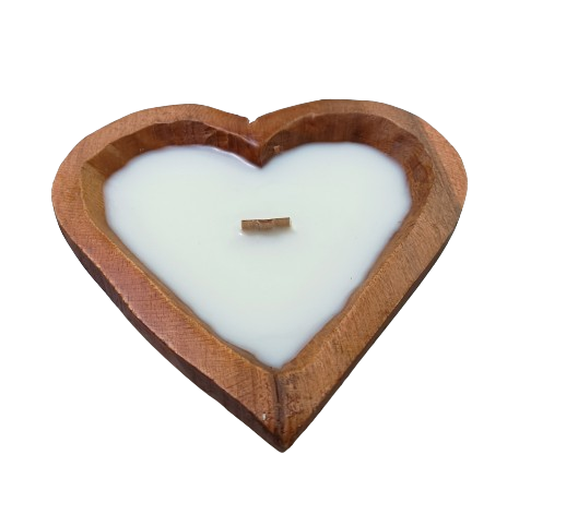 Wooden heart candle