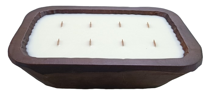 Wooden large dough bowl candle