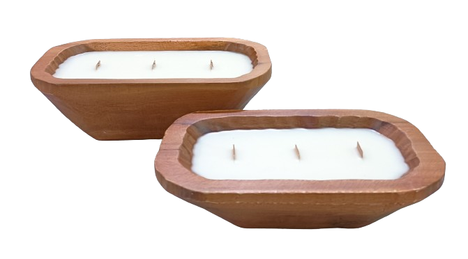 Wooden small dough bowl candle