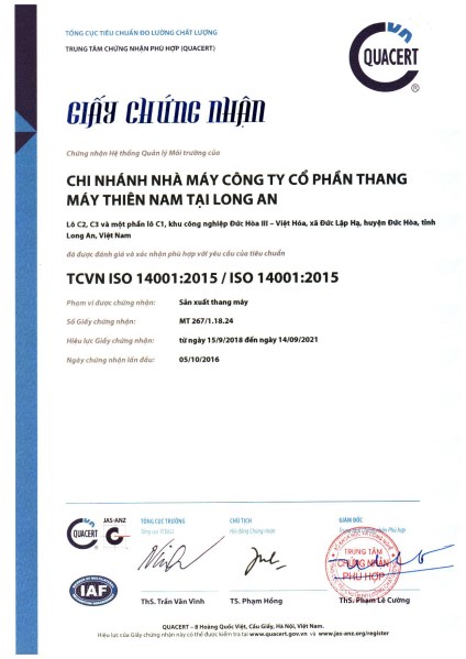 ISO 14001:2015 Certificate