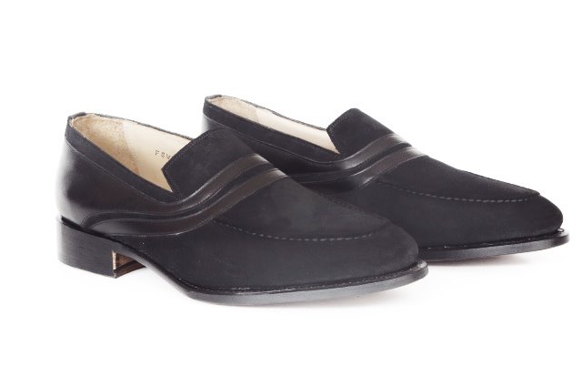 FSW031 - Black Full Strap Suede Loafer