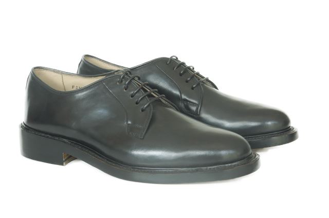 FSW035 - Black Waxy Calf Plain Toe Blucher