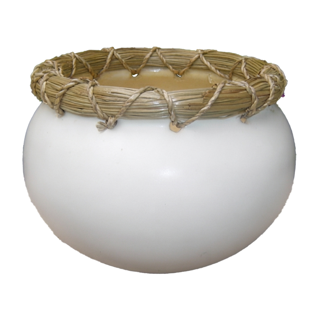 Bamboo-woven ceramic pot