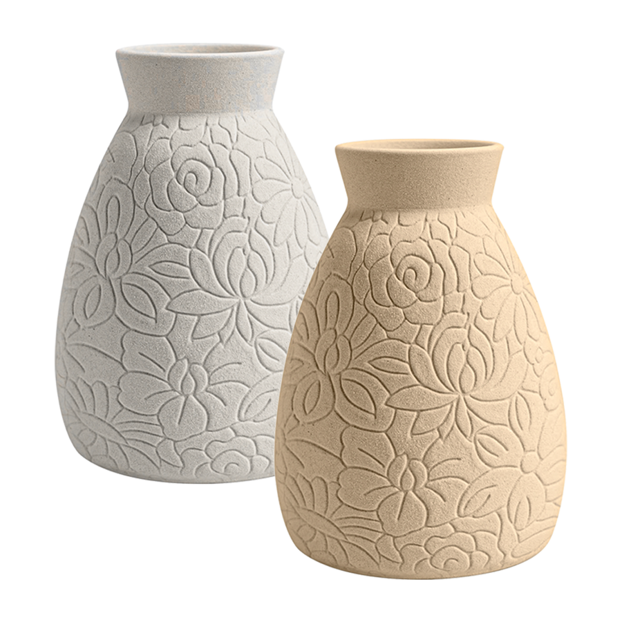 White clay ceramic pot