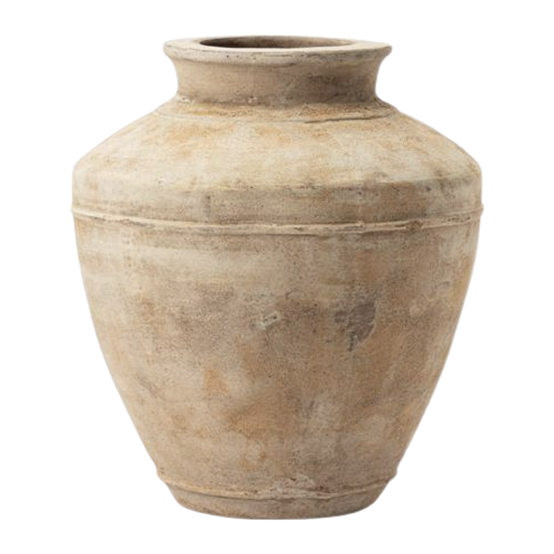 White clay ceramic pot