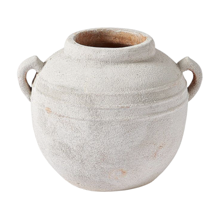 White clay ceramic pot
