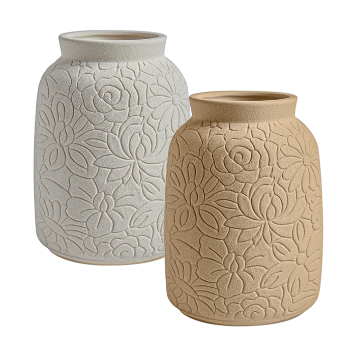 White clay ceramic pot