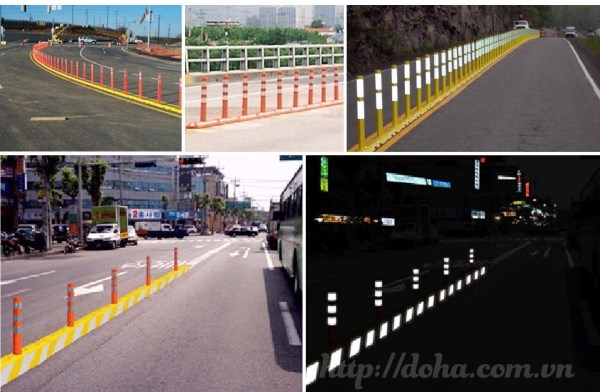 Reflective flexible traffic separator