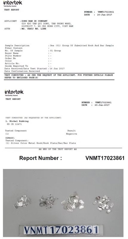Intertek Nickel-Free Certification