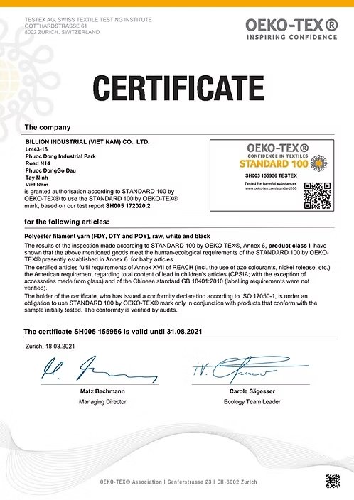 Oeko-Tex standard for rubber elastic materials