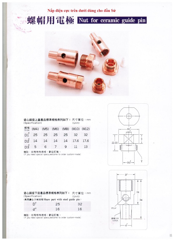 Nut for ceramic guide pin
