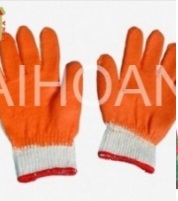 Plastic-coated knitted cotton gloves