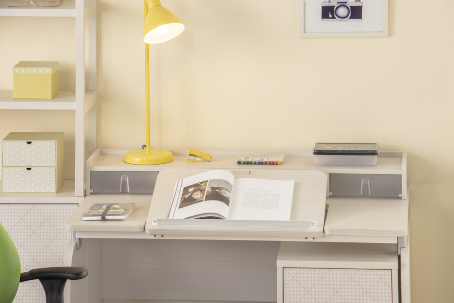 Almond table with monitor stand