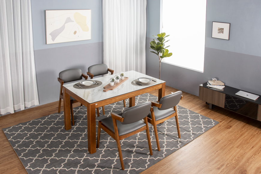 Ceramic Cainer dining table with 4 seaters