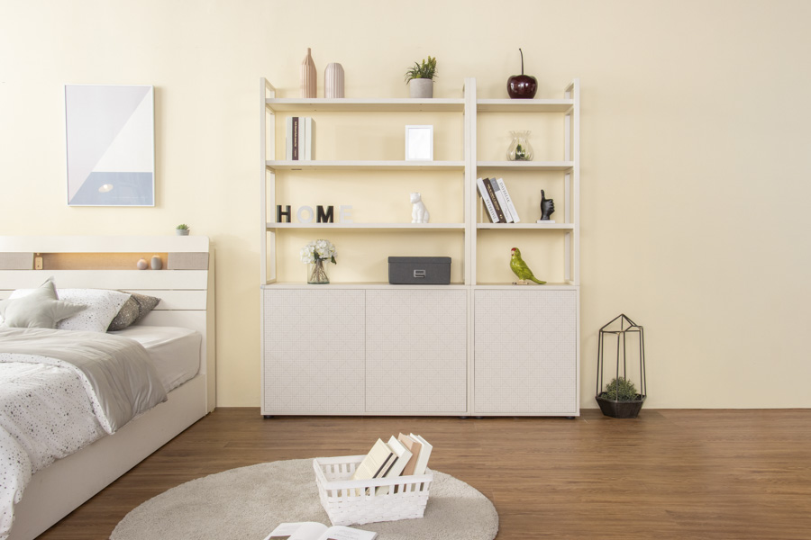Almond book shelf with doors