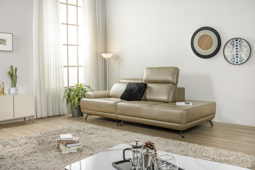 Platinum leather sofa