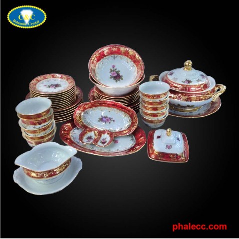 Gold plated porcelain tea set