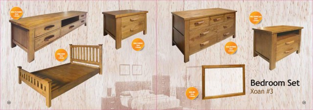 Wooden bed and wardrobe