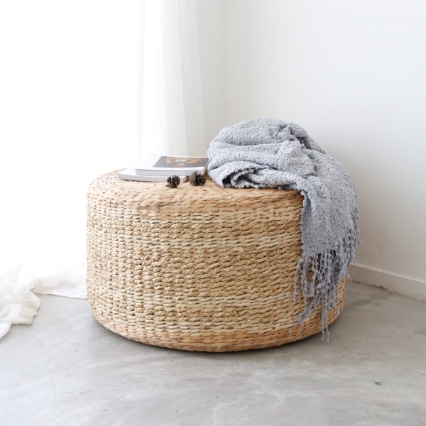 Hand-woven pouf