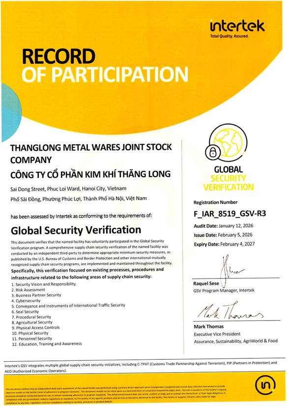 Certificate GSV