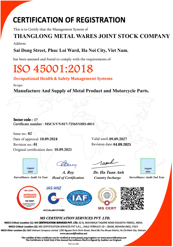 Certificate ISO 45001:2018