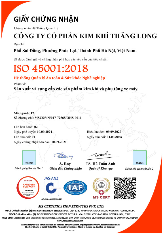 Certificate ISO 45001:2018