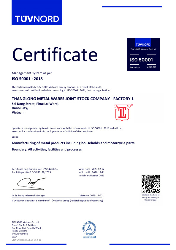 Certificate ISO 50001:2018