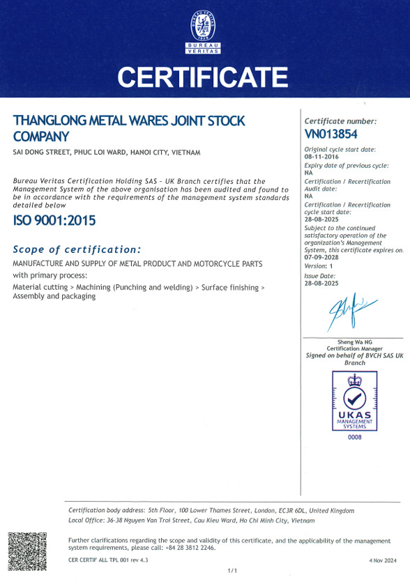 Certificate ISO 9001:2015