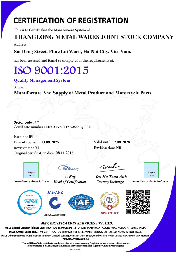 Certificate ISO 9001:2015
