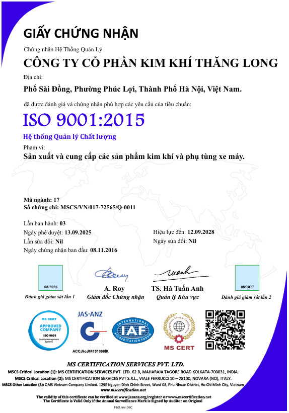 Certificate ISO 9001:2015