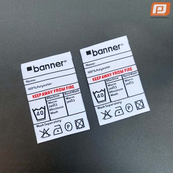 Banner woven care label