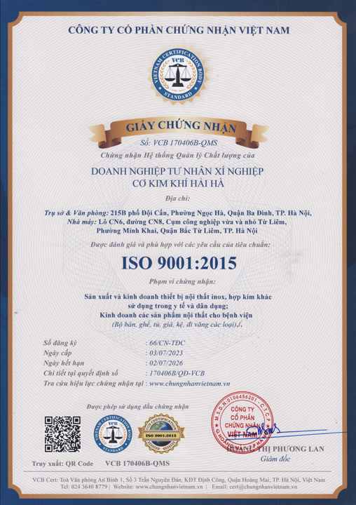 ISO 9001:2015 certificate