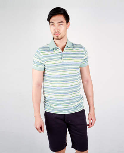 Green stripes mens t-shirt