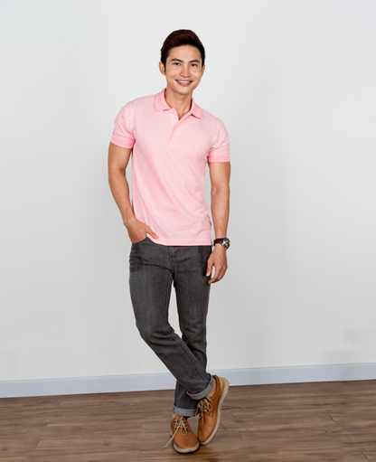 White striped polo shirt