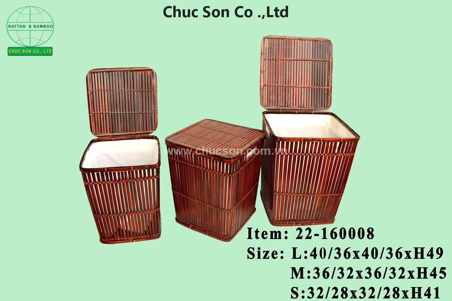 Set of 3 bamboo baskets