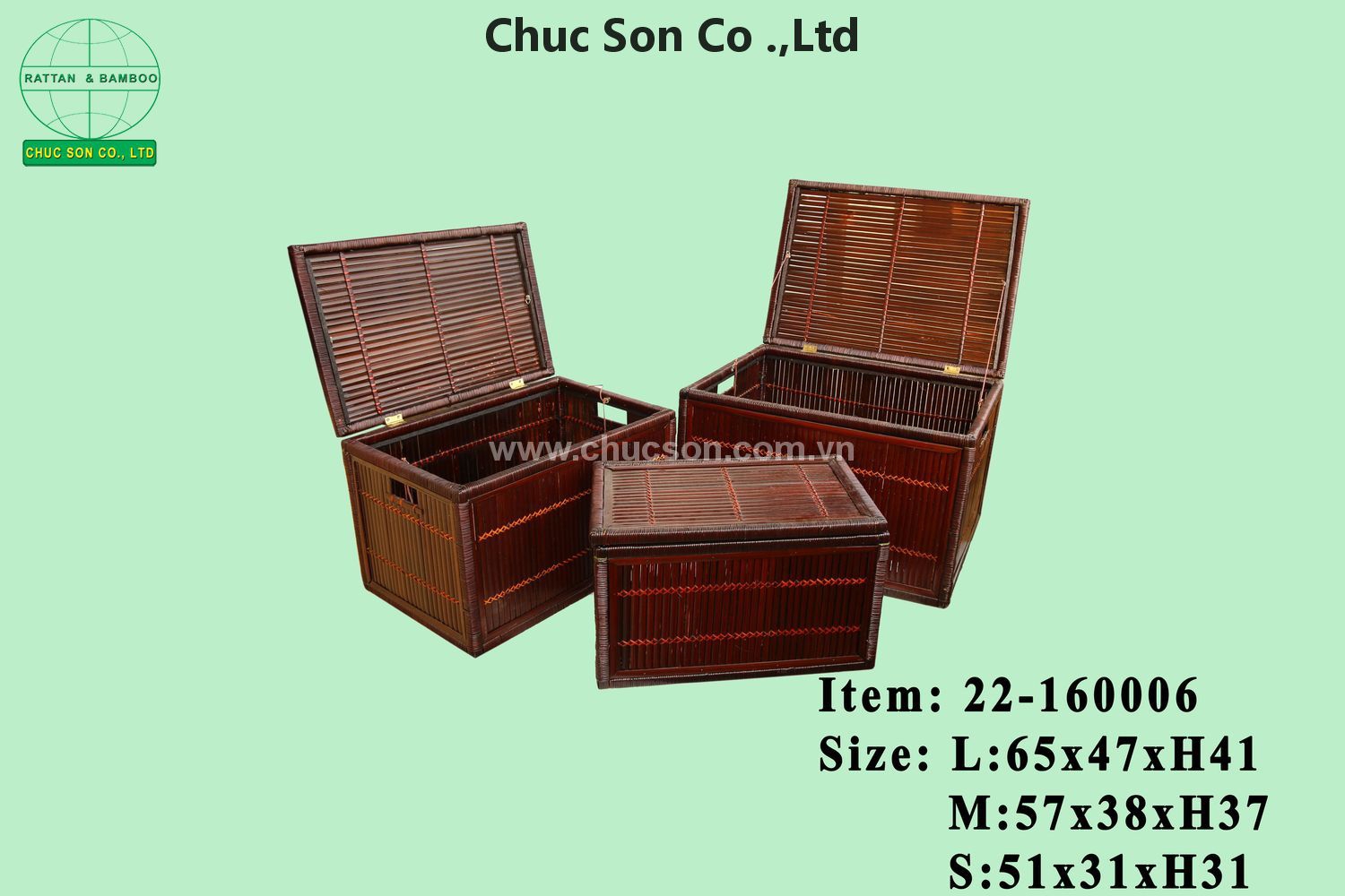 Set of 3 bamboo baskets