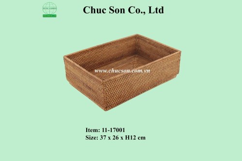 Rectangular rattan basket
