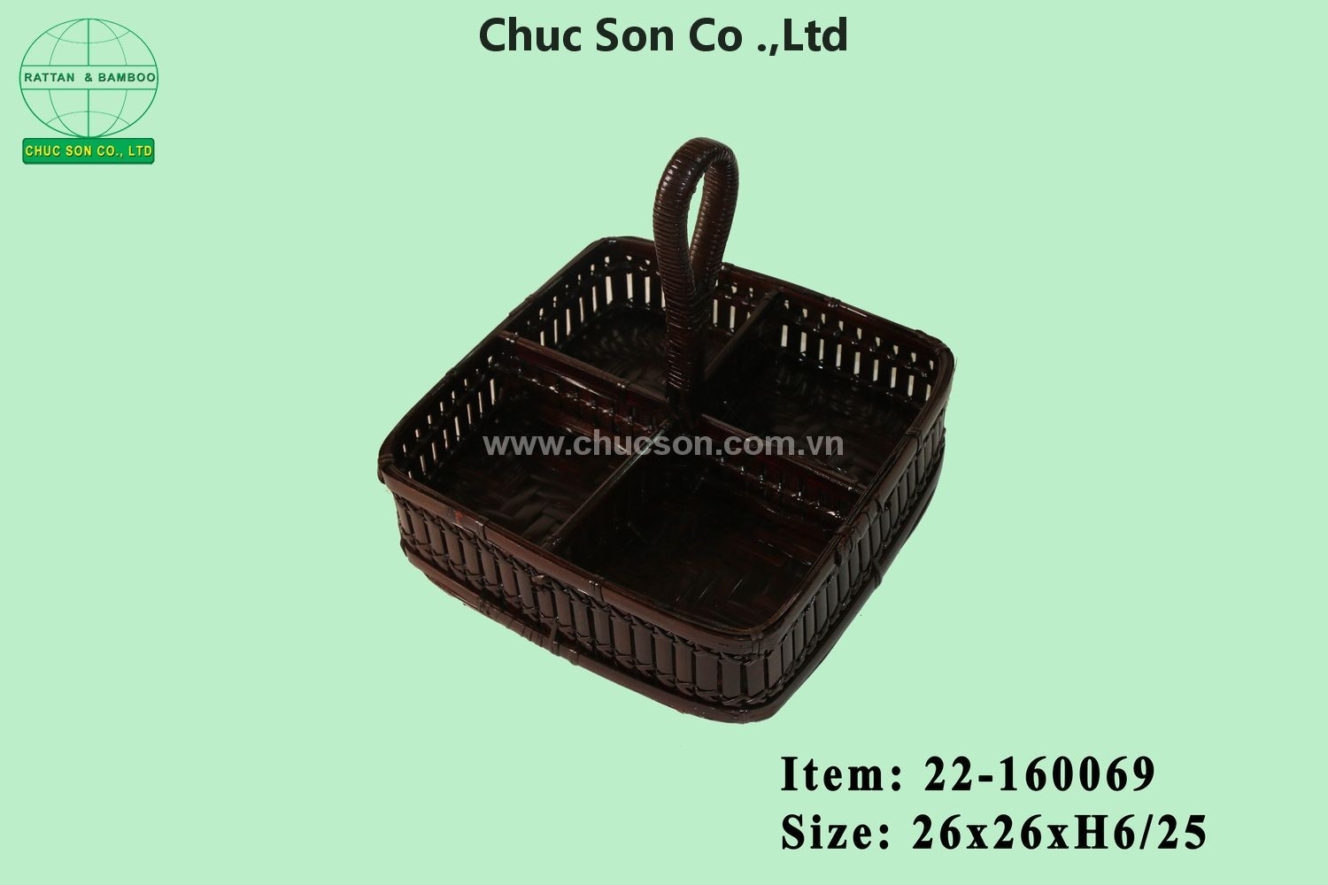 4-drawer brown bamboo basket
