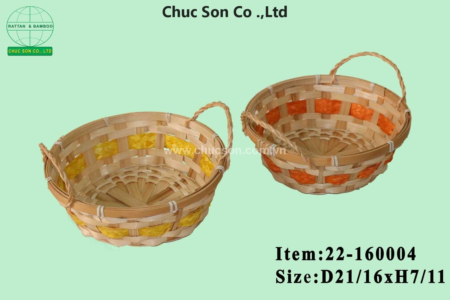 Bamboo basket with handles