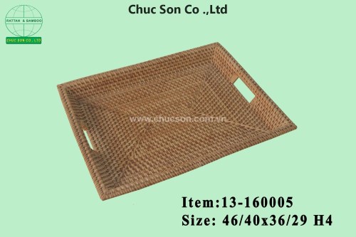 Rattan tray with handles