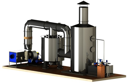 Laboratory exhaust gas treatment system