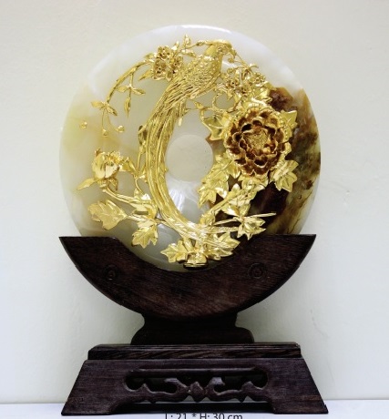 Peony and phoenix symbol jade