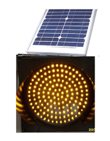 Solar-powered yellow flashing light